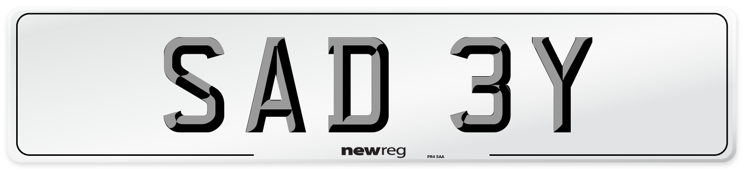 SAD 3Y Number Plate from New Reg